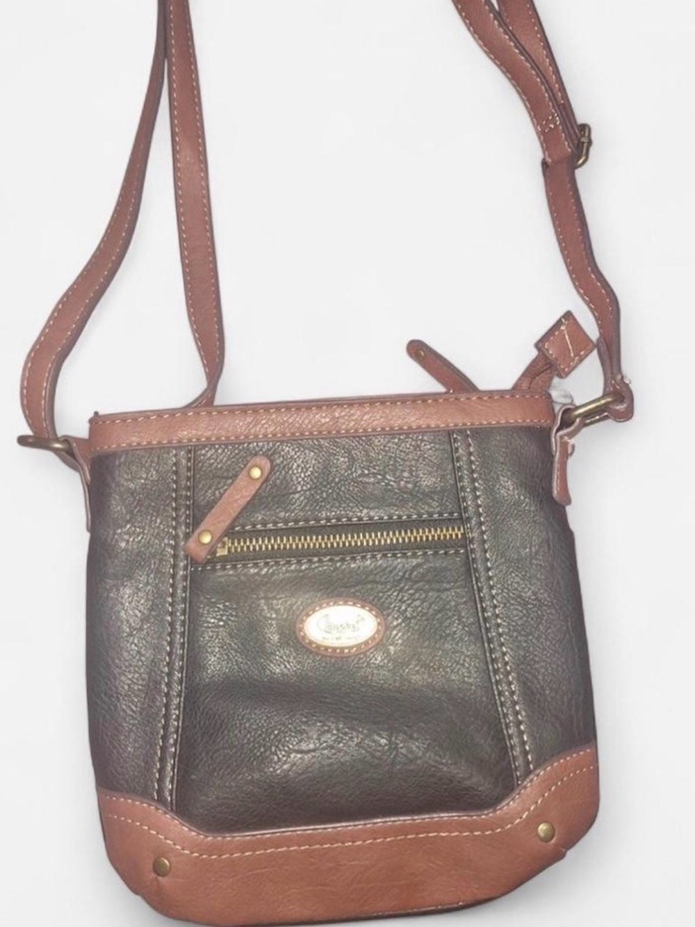 Born Concept Black Crossbody Bag with Front Zip Pocket